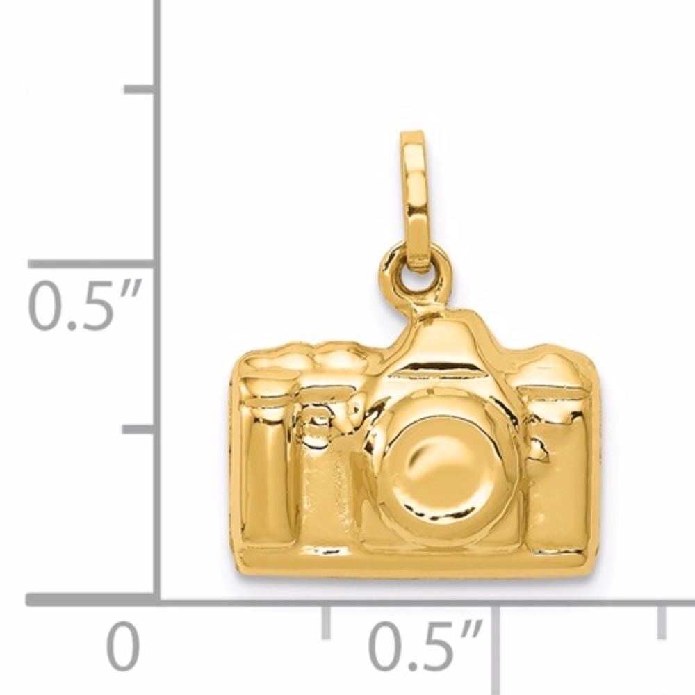 14k 3-D Polished Camera Charm - image 4